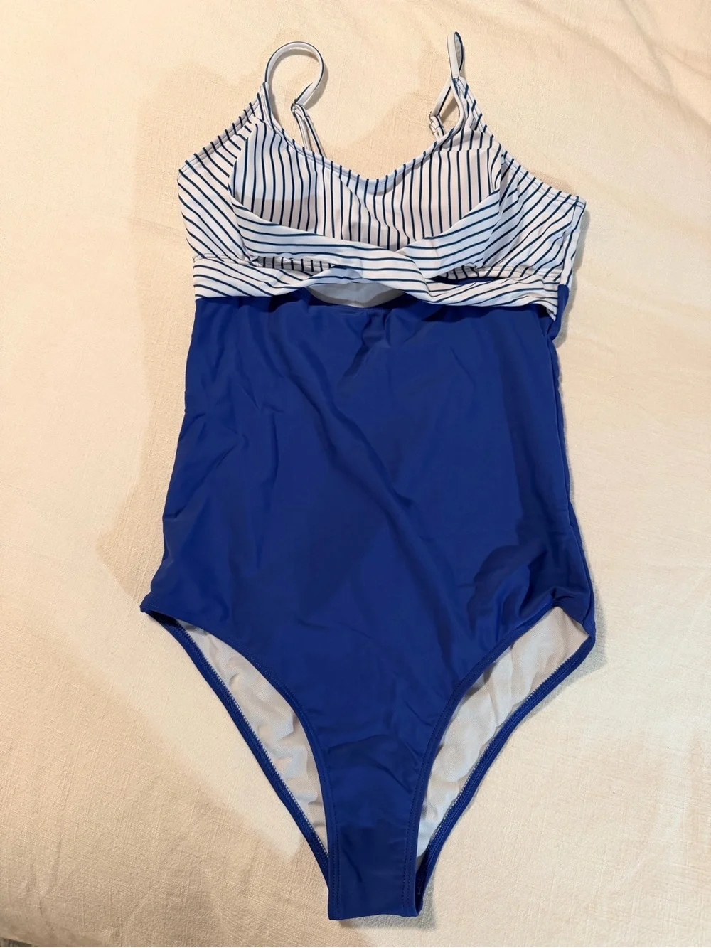 Girls' Blue Stripe One-Piece Swimsuit